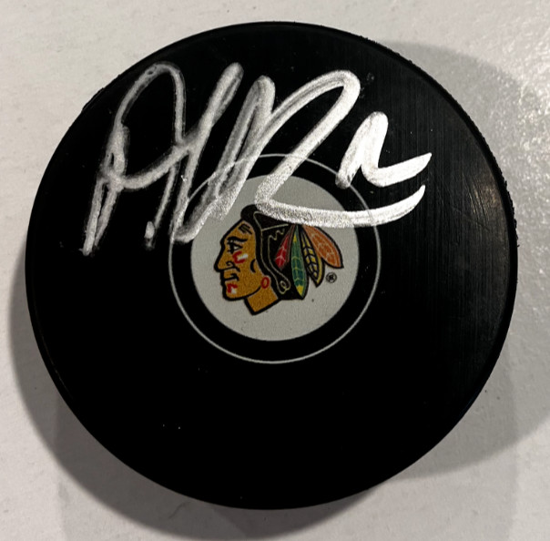 ALEX DEBRINCAT SIGNED CHICAGO BLACKHAWKS HOCKEY PUCK W/ CASE COA