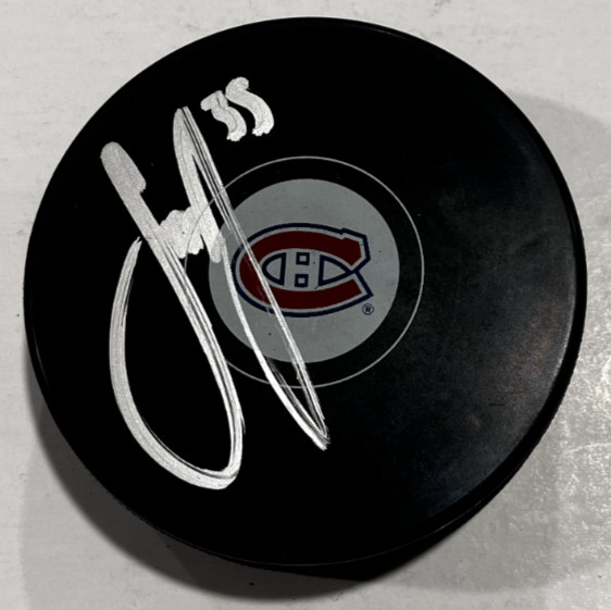 SAM SAMUEL MONTEMBEAULT SIGNED MONTREAL CANADIENS HOCKEY PUCK W/ CASE COA