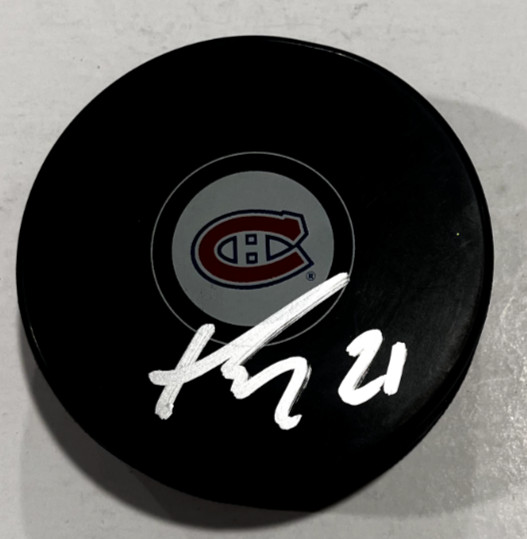 KAIDEN GUHLE SIGNED MONTREAL CANADIENS HOCKEY PUCK W/ CASE COA