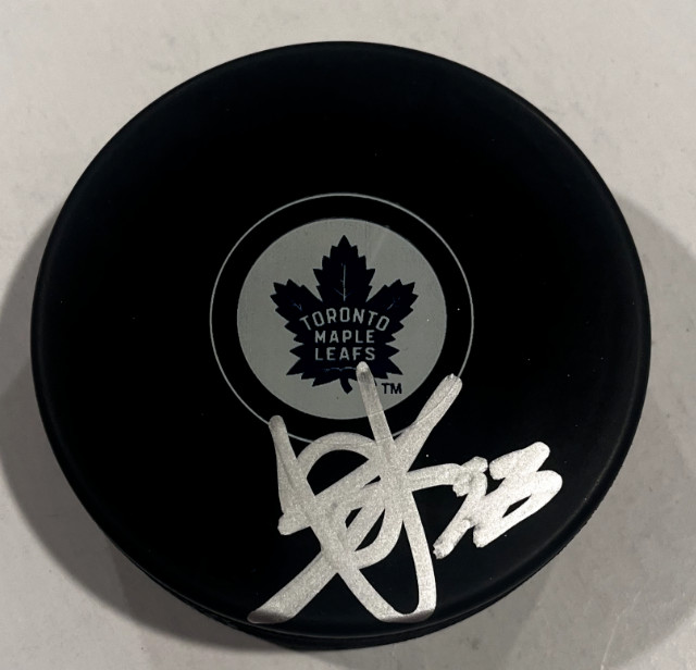 TIMOTHY LILJEGREN SIGNED TORONTO MAPLE LEAFS HOCKEY PUCK W/ CASE COA