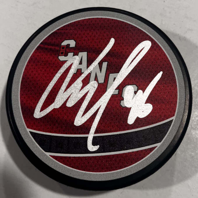 JACK ROSLOVIC SIGNED CAROLINA HURRICANES HOCKEY PUCK W/ CASE COA