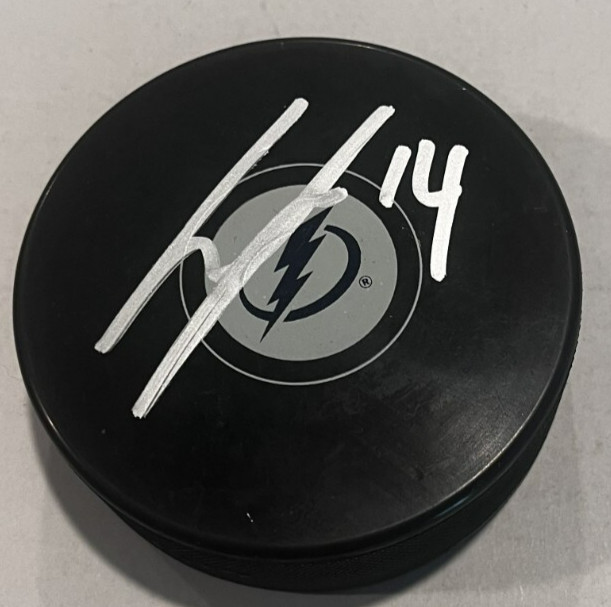 CONOR GEEKIE SIGNED TAMPA BAY LIGHTNING HOCKEY PUCK W/ CASE COA