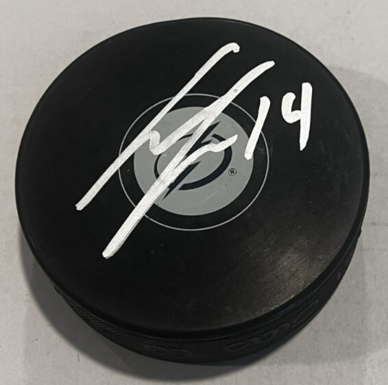 CONOR GEEKIE SIGNED TAMPA BAY LIGHTNING HOCKEY PUCK W/ CASE COA