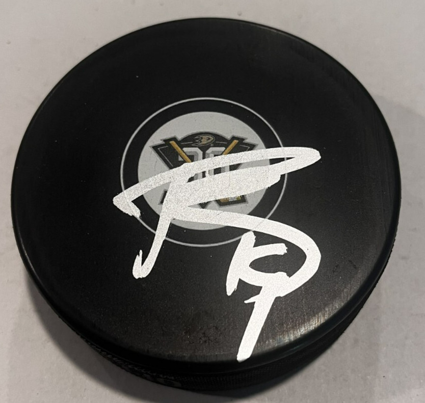 TROY TERRY SIGNED ANAHEIM DUCKS HOCKEY PUCK W/ CASE COA