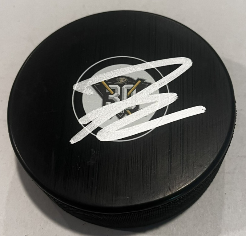 FRANK VATRANO SIGNED ANAHEIM DUCKS HOCKEY PUCK W/ CASE COA
