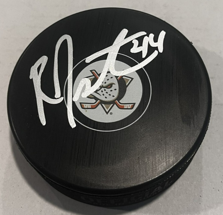 ROSS JOHNSTON SIGNED ANAHEIM DUCKS HOCKEY PUCK W/ CASE COA