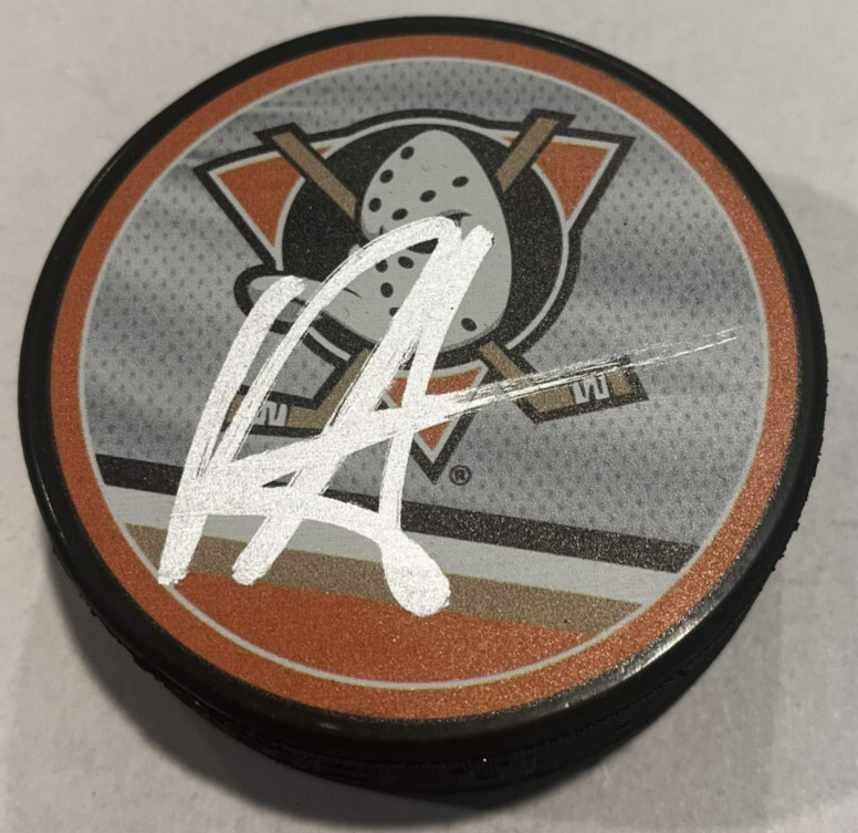 RYAN STROME SIGNED ANAHEIM DUCKS HOCKEY PUCK W/ CASE COA