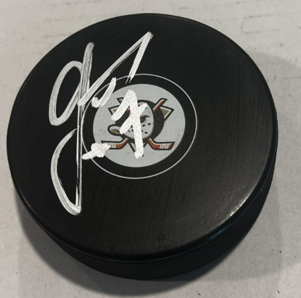 RADKO GUDAS SIGNED ANAHEIM DUCKS HOCKEY PUCK W/ CASE COA