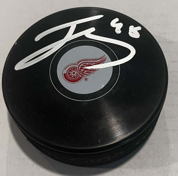 JONATAN BERGGREN SIGNED DETROIT RED WINGS HOCKEY PUCK W/ CASE COA