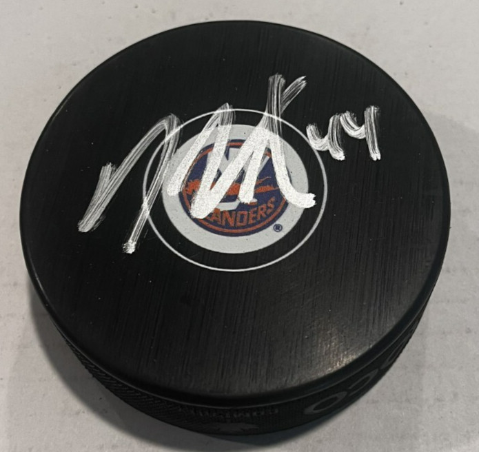 JG JEAN-GABRIEL PAGEAU SIGNED NEW YORK ISLANDERS HOCKEY PUCK W/ CASE COA