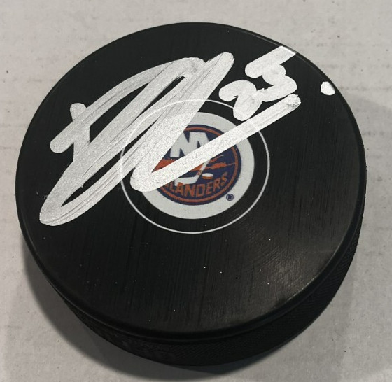 DENNIS CHOLOWSKI SIGNED NEW YORK ISLANDERS HOCKEY PUCK W/ CASE COA