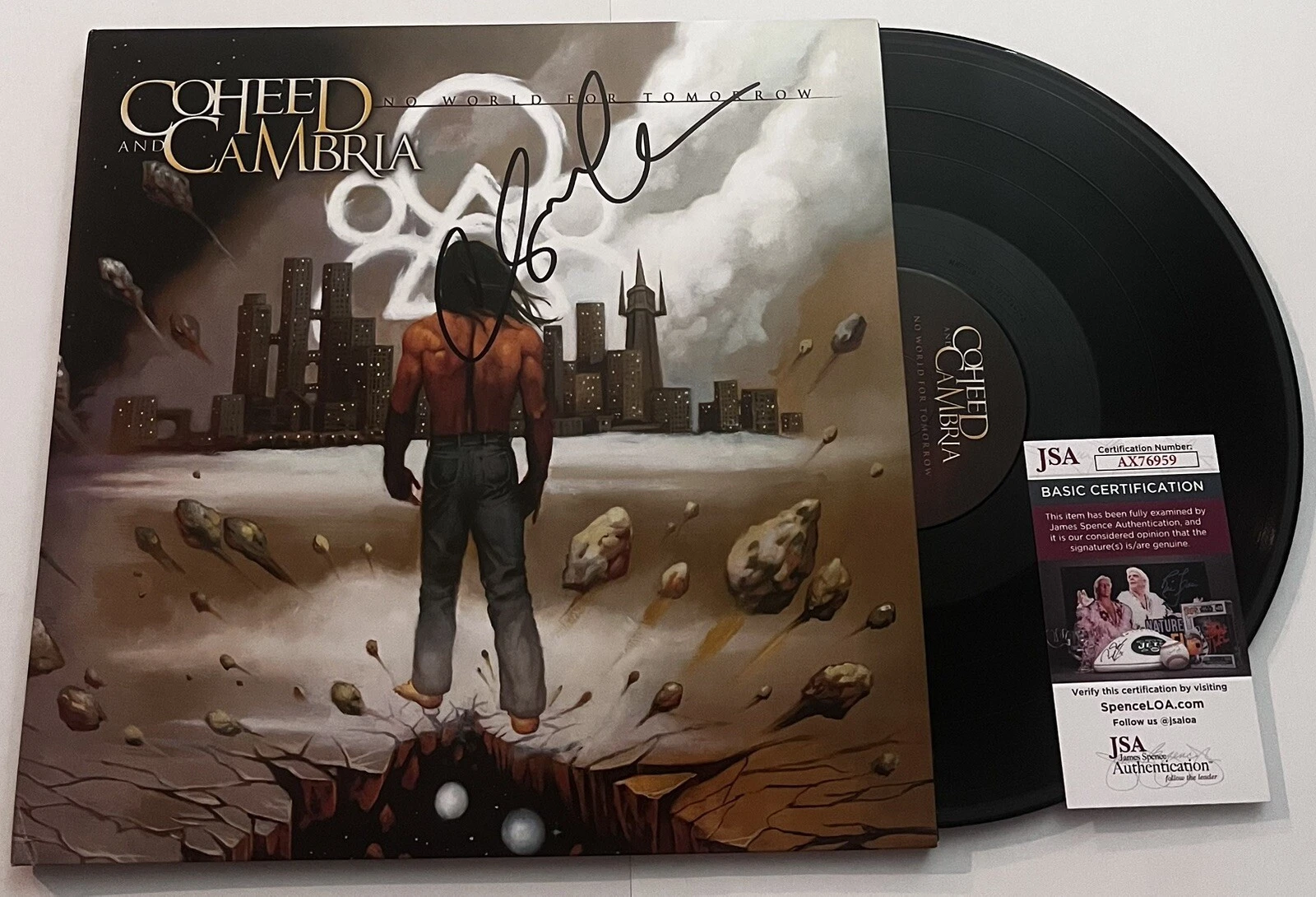 CLAUDIO SANCHEZ SIGNED COHEED AND CAMBRIA NO WORLD FOR LP VINYL RECORD ALBUM JSA
