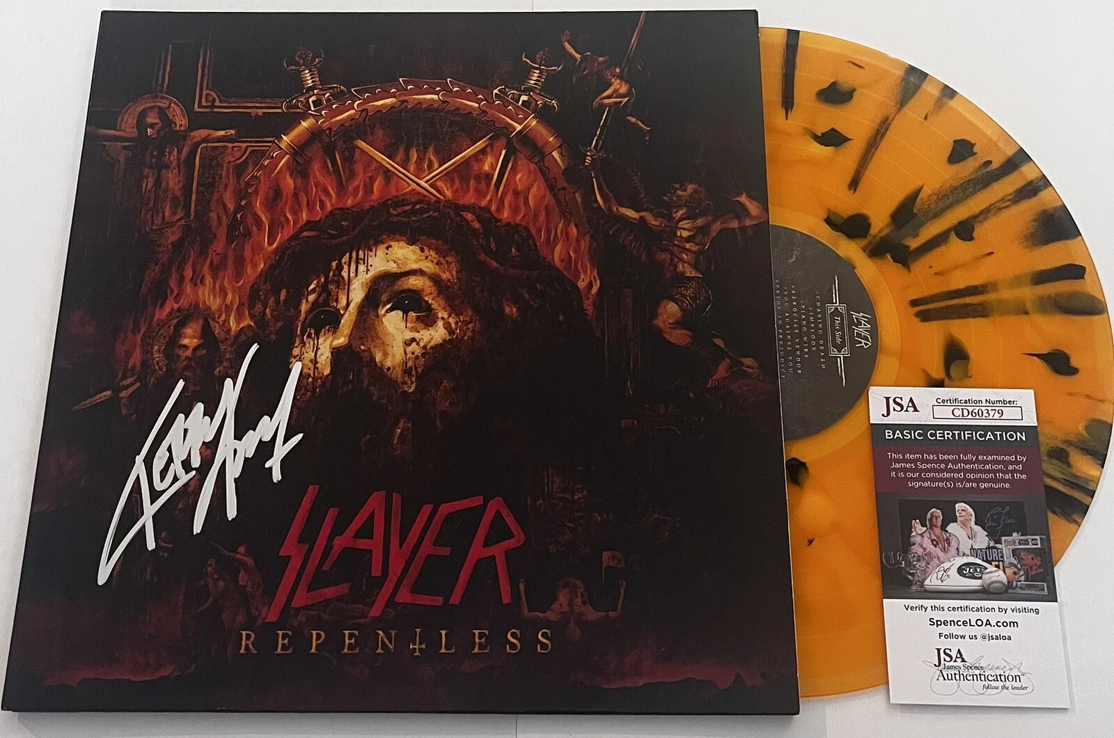 SLAYER BAND KERRY KING SIGNED REPENTLESS LP VINYL RECORD ALBUM JSA COA