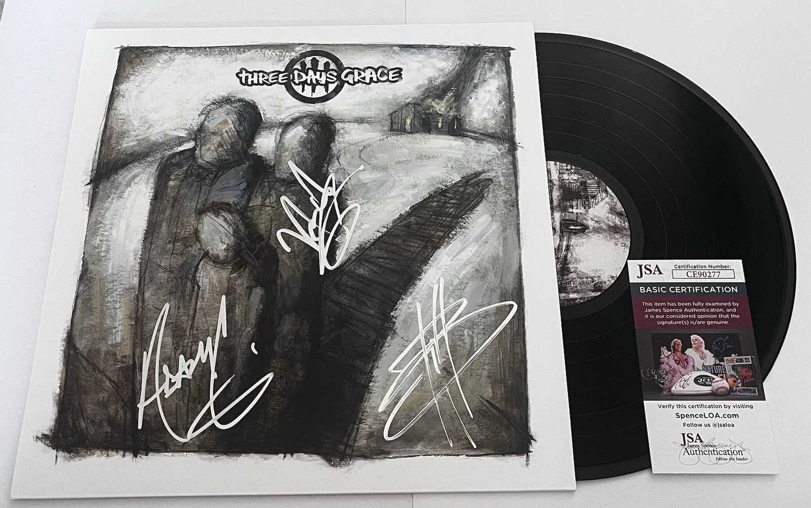 THREE DAYS GRACE SIGNED LP VINYL RECORD ALBUM ADAM GONTIER NEIL BRAD JSA COA