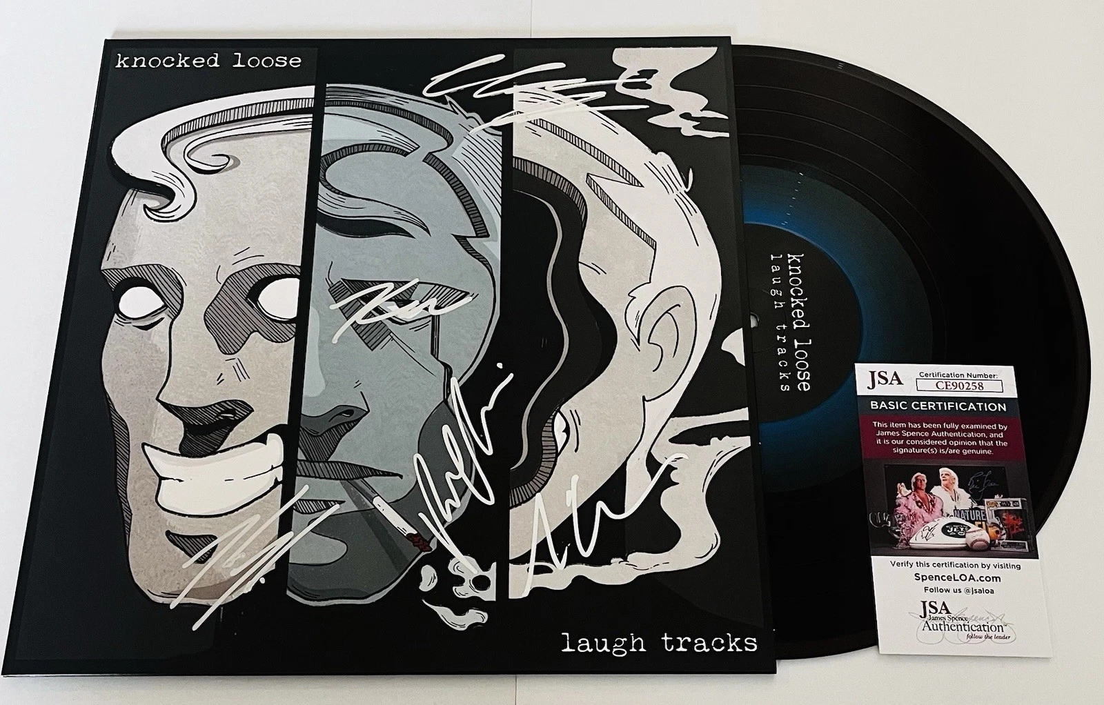 KNOCKED LOOSE SIGNED LAUGH TRACKS LP VINYL RECORD ALBUM BRYAN GARRIS JSA COA