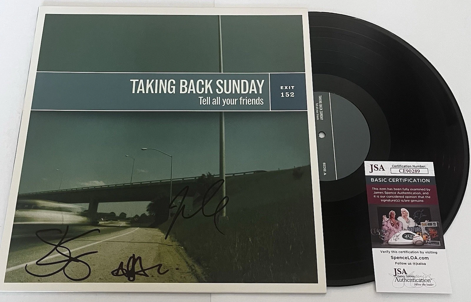 TAKING BACK SUNDAY SIGNED TELL ALL YOUR FRIENDS LP VINYL RECORD ADAM LAZZARA JSA