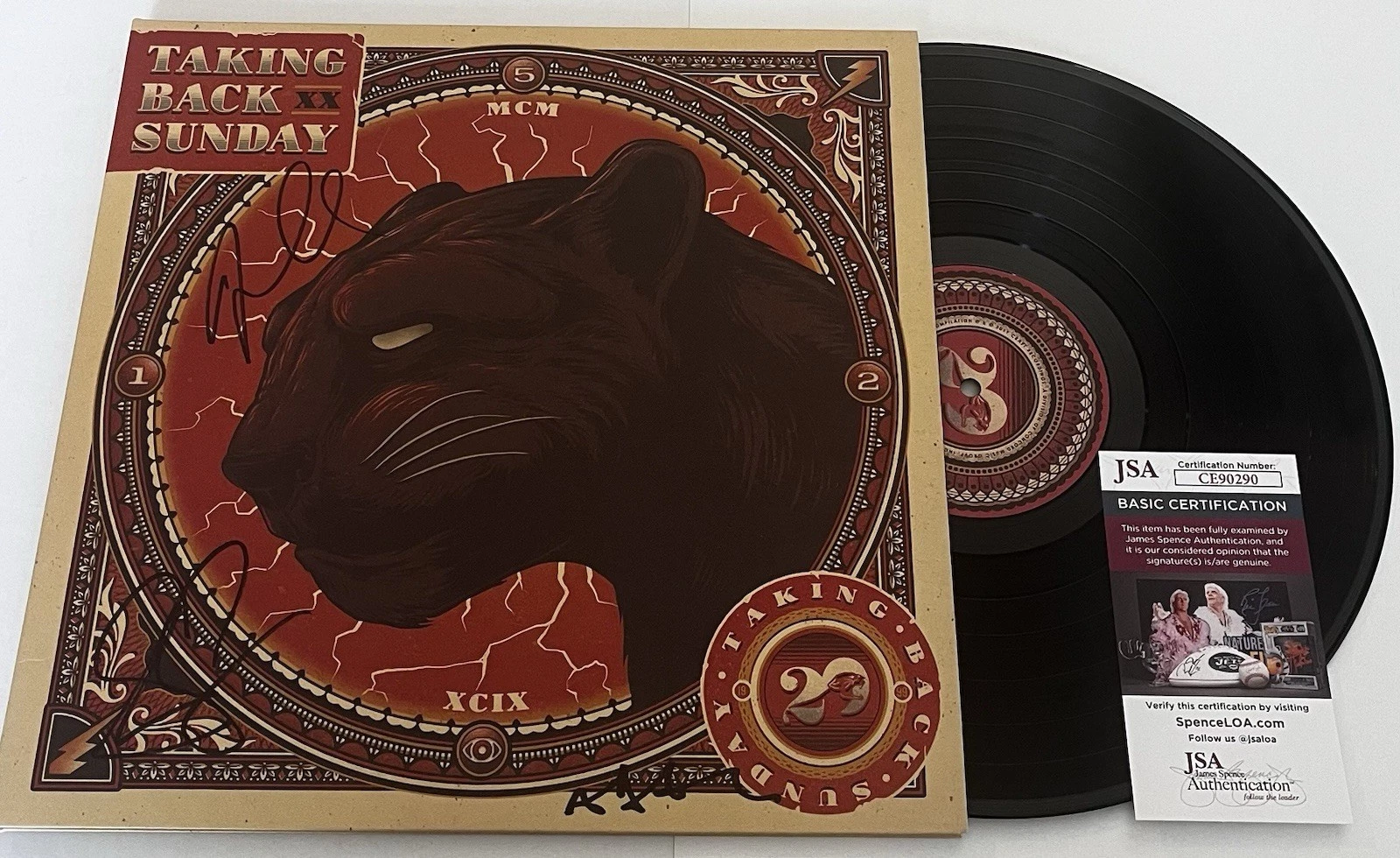 TAKING BACK SUNDAY SIGNED TWENTY LP VINYL RECORD ADAM LAZZARA +2 JSA COA