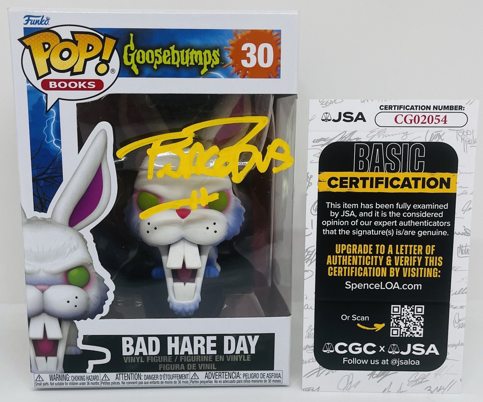 TIM JACOBUS SIGNED BAD HARE DAY POP FUNKO FIGURE GOOSEBUMPS JSA COA