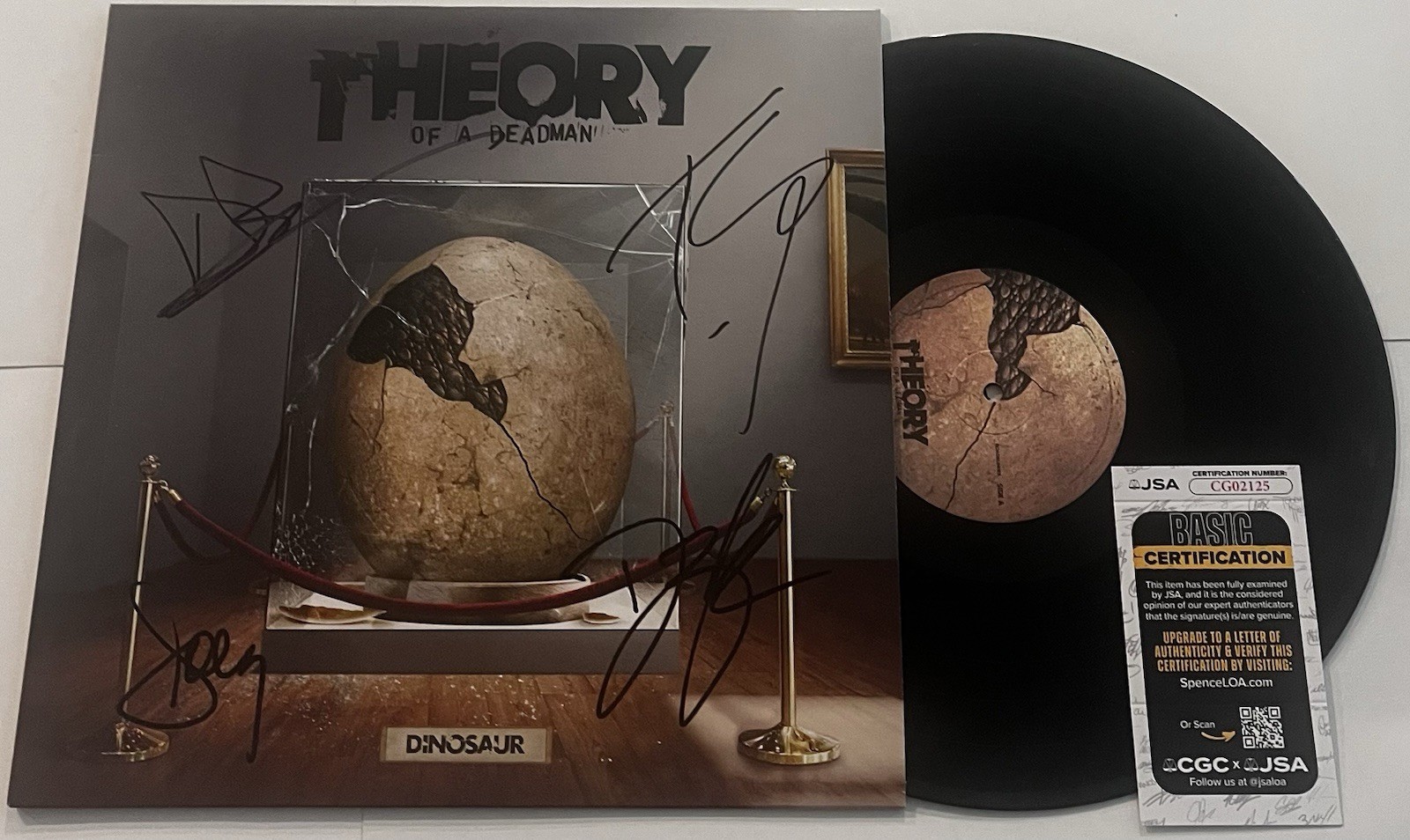 THEORY OF A DEADMAN SIGNED DINOSAUR LP VINYL RECORD ALBUM TYLER CONNOLLY JSA COA
