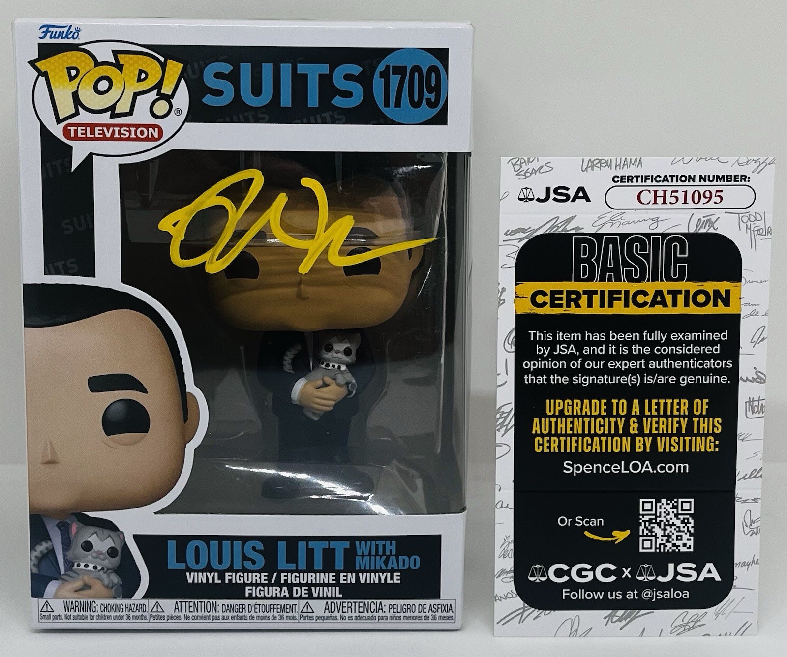 RICK HOFFMAN SIGNED LOUIS LITT POP FUNKO FIGURE SUITS TV SHOW JSA COA