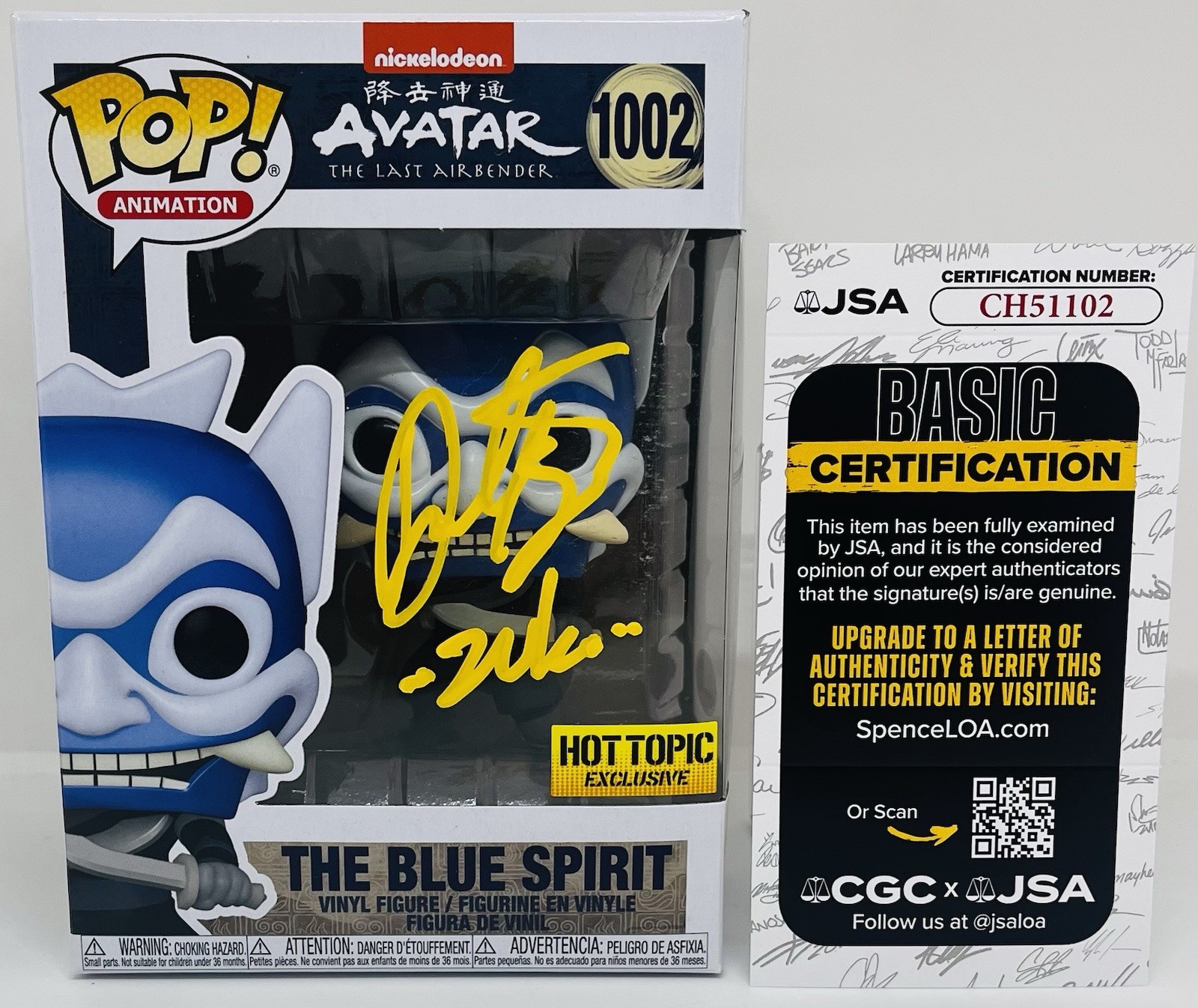 DANTE BASCO SIGNED THE BLUE SPIRIT POP FUNKO FIGURE ZUKO AVATAR JSA COA