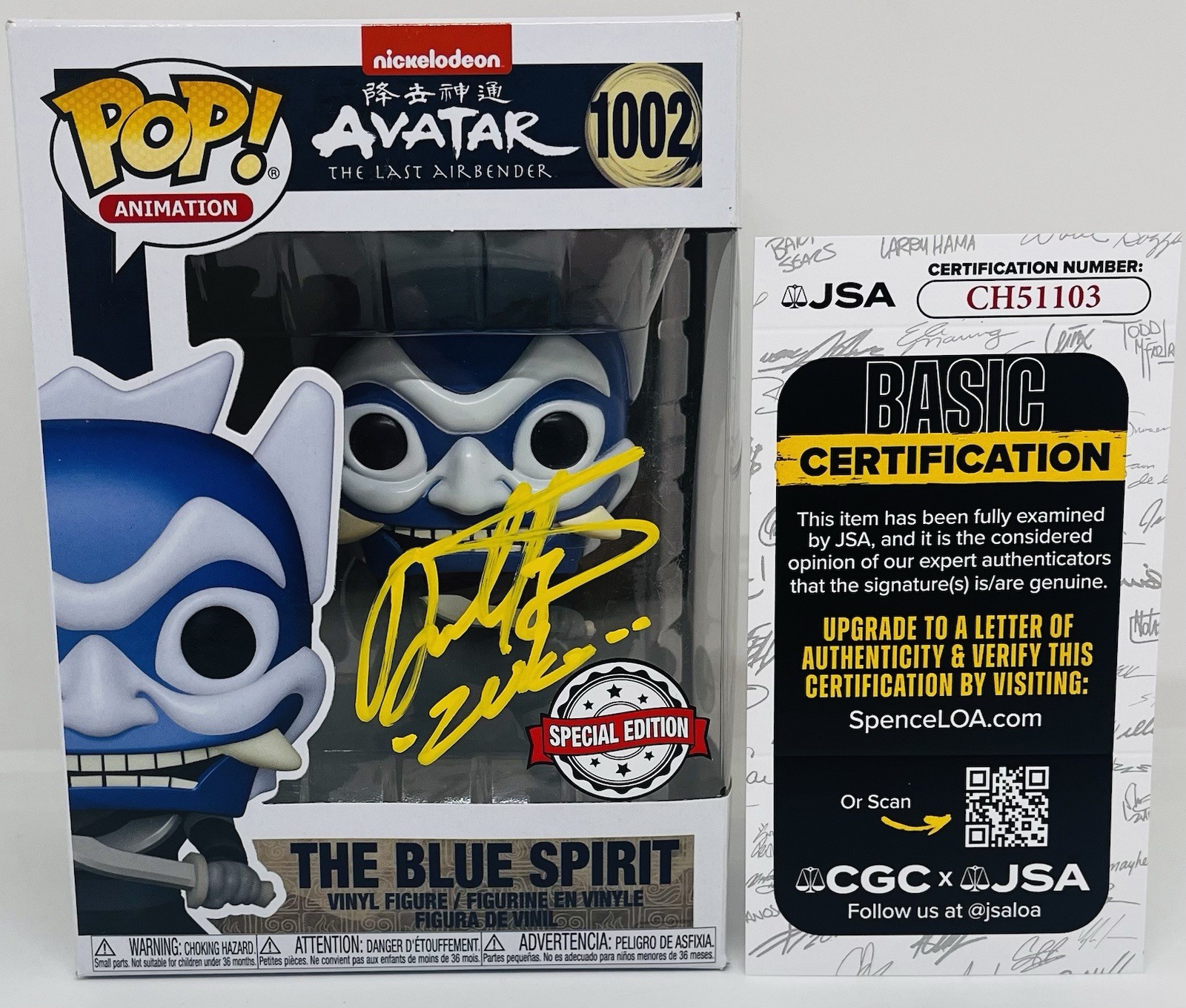 DANTE BASCO SIGNED THE BLUE SPIRIT POP FUNKO FIGURE ZUKO AVATAR JSA COA