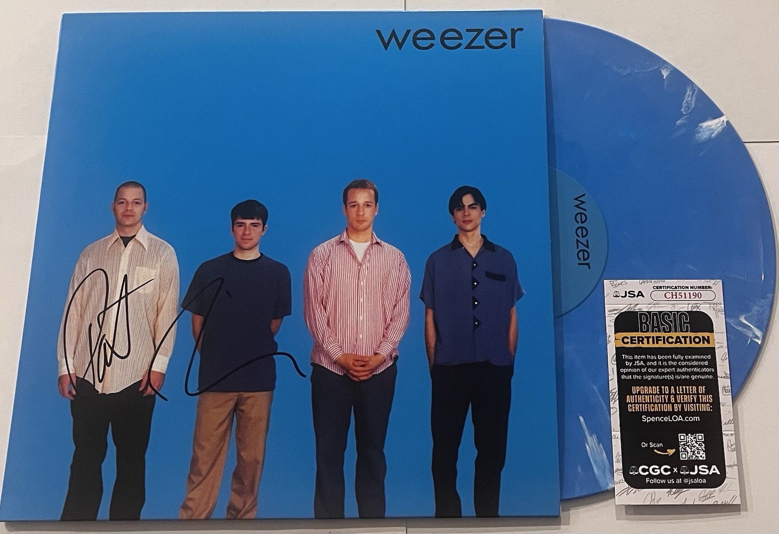 WEEZER BAND SIGNED BLUE ALBUM LP VINYL RECORD RIVERS CUOMO PAT WILSON JSA COA