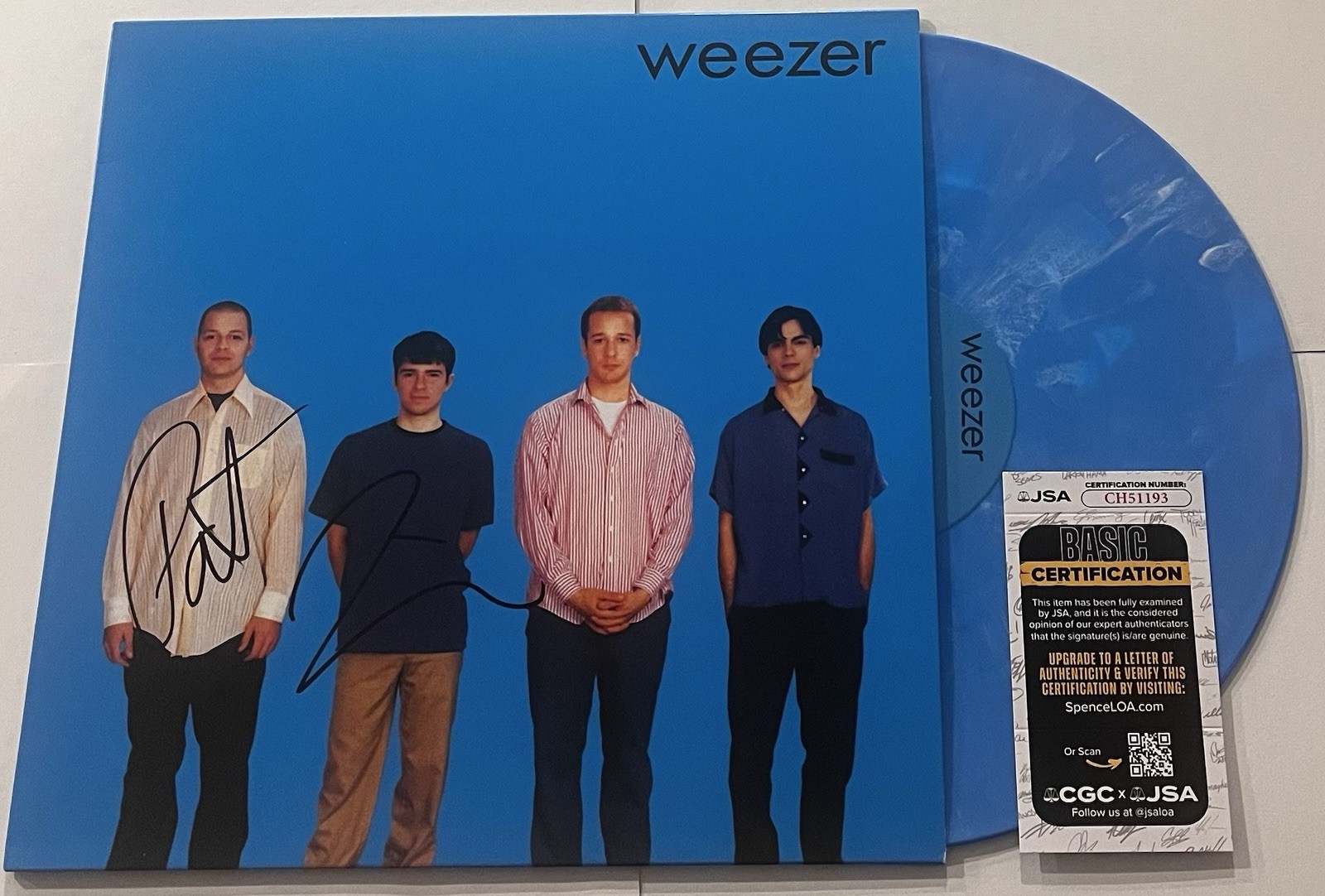 WEEZER BAND SIGNED BLUE ALBUM LP VINYL RECORD RIVERS CUOMO PAT WILSON JSA COA