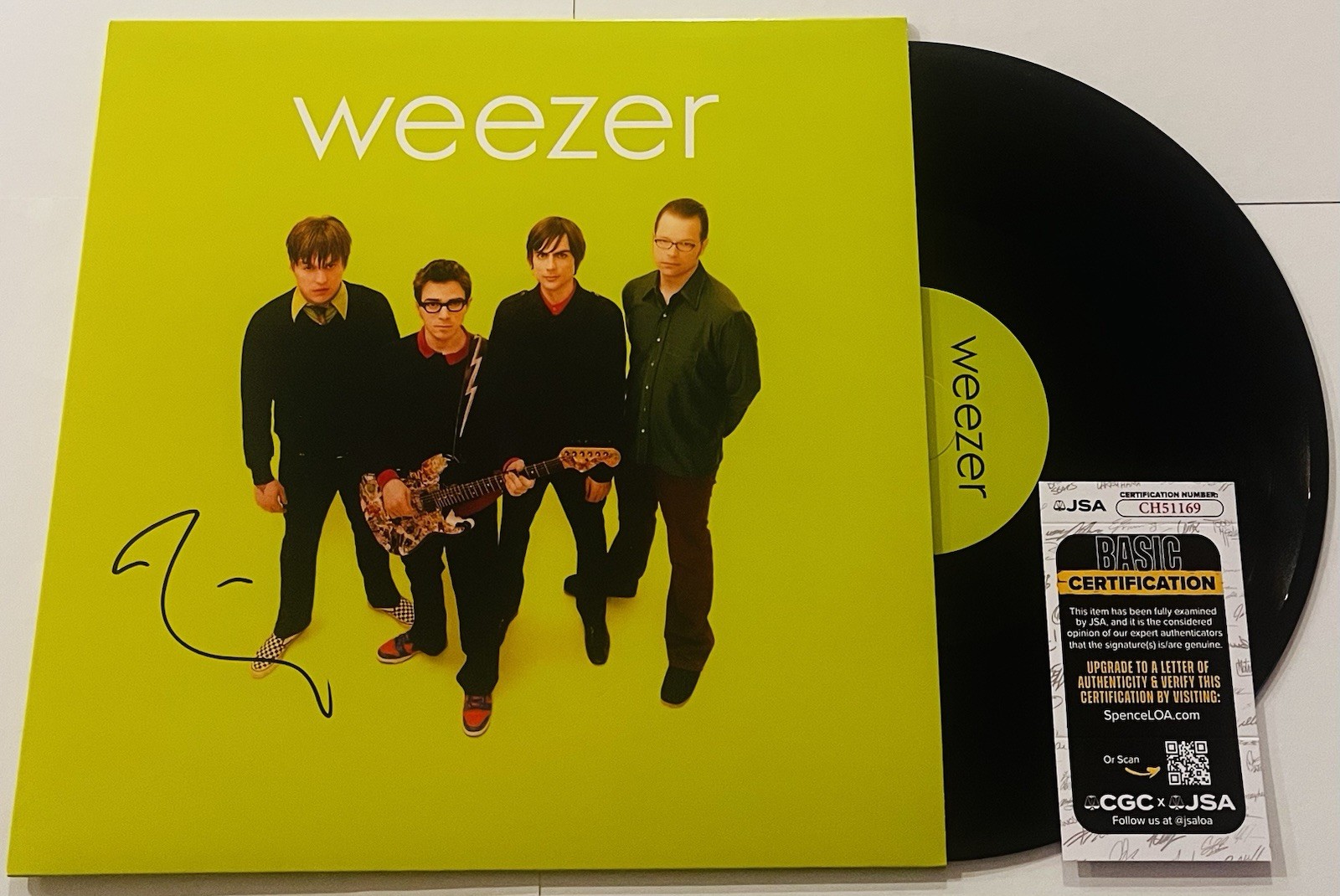 RIVERS CUOMO WEEZER BAND SIGNED GREEN ALBUM LP VINYL RECORD ALBUM JSA COA