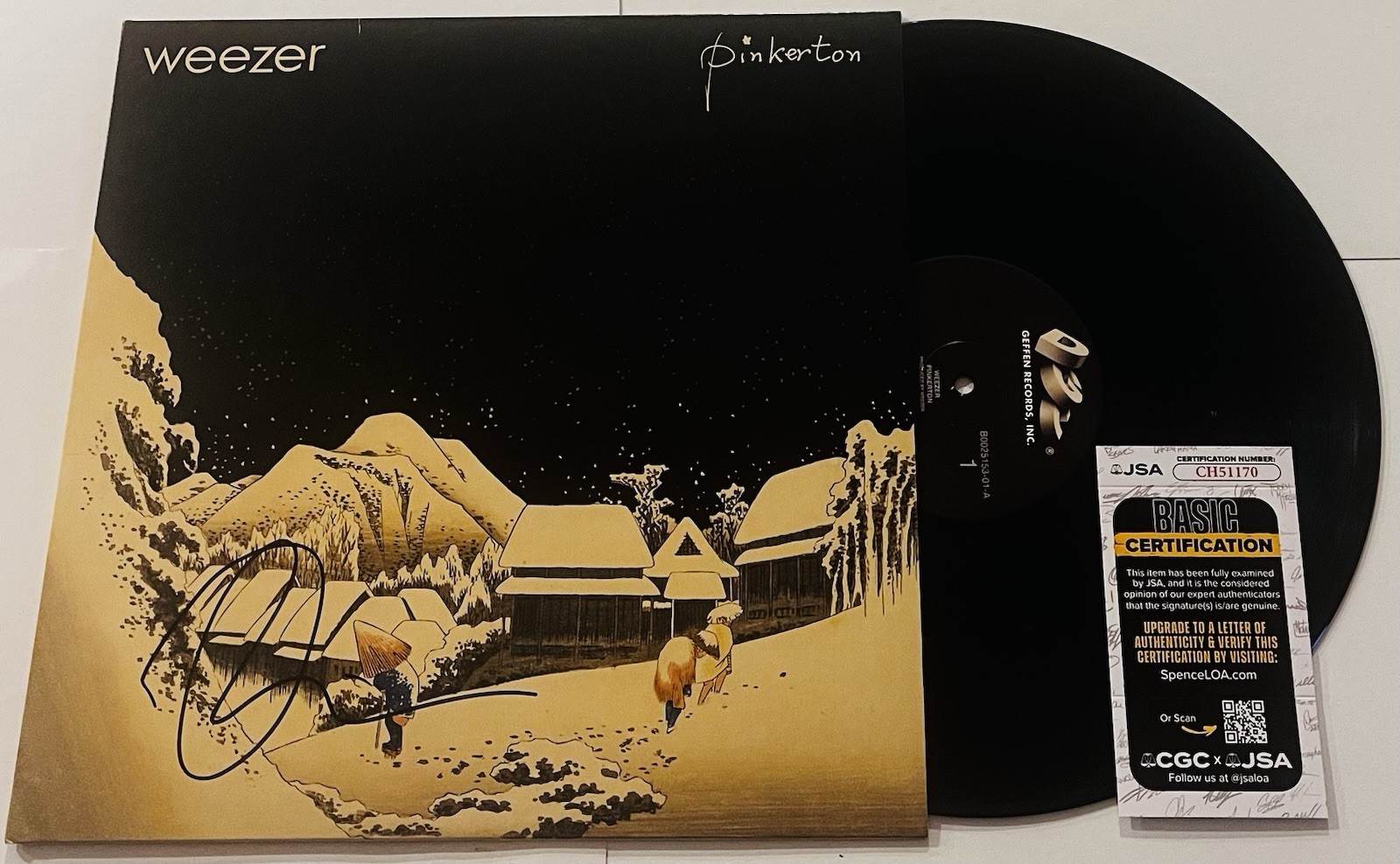 RIVERS CUOMO WEEZER BAND SIGNED PINKERTON ALBUM LP VINYL RECORD ALBUM JSA COA