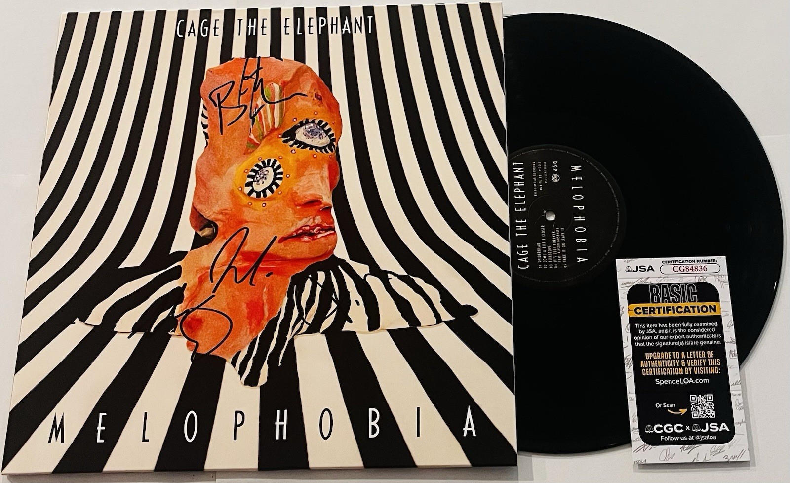 CAGE THE ELEPHANT BAND SIGNED MELOPHOBIA LP VINYL RECORD ALBUM MATT +3 JSA COA