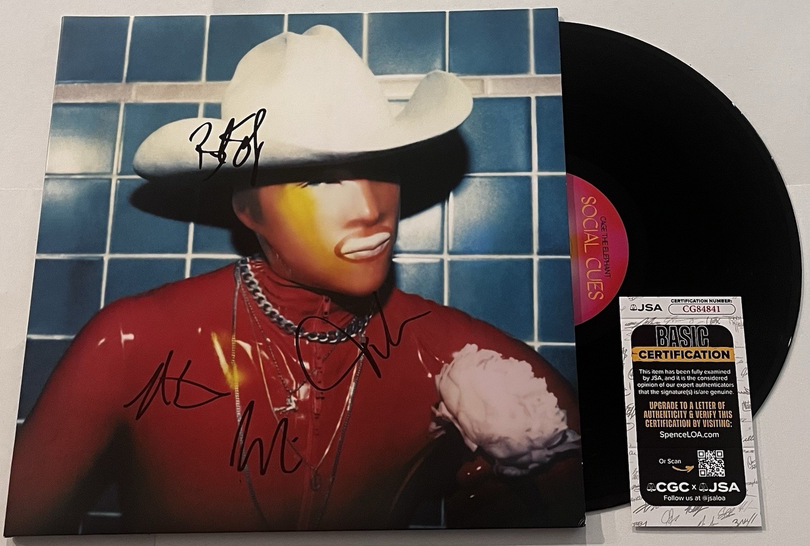 CAGE THE ELEPHANT BAND SIGNED SOCIAL CUES LP VINYL RECORD ALBUM MATT +3 JSA COA