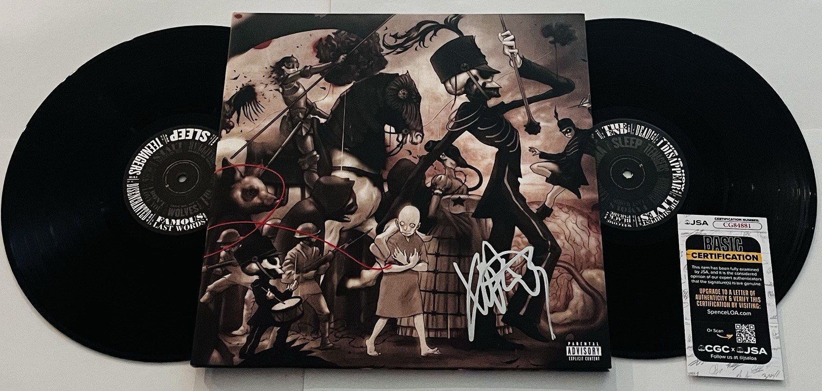 FRANK IERO SIGNED MY CHEMICAL ROMANCE LP VINYL RECORD ALBUM THE BLACK PARADE JSA