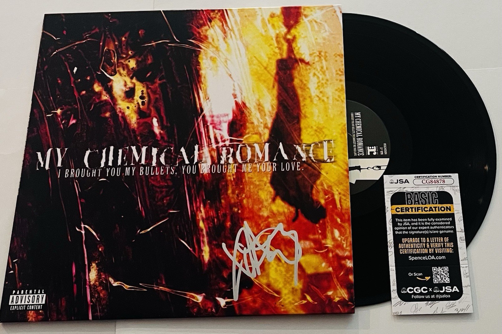FRANK IERO SIGNED MY CHEMICAL ROMANCE BROUGHT YOU BULLETS VINYL RECORD ALBUM JSA
