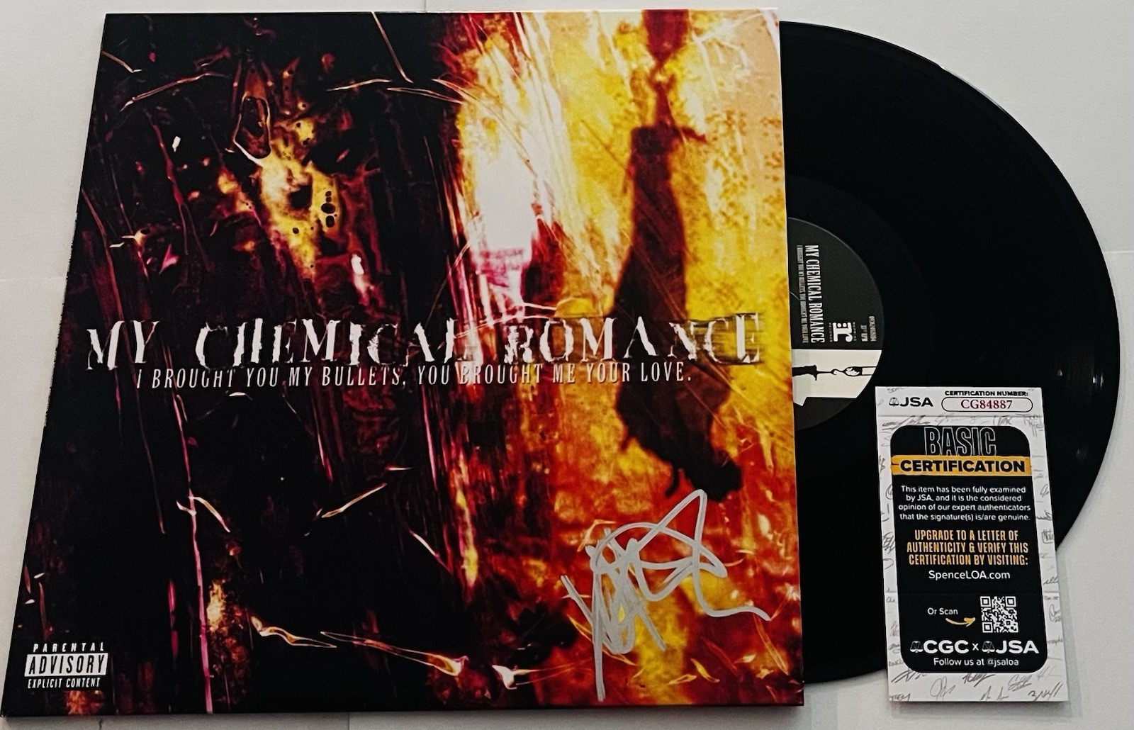 FRANK IERO SIGNED MY CHEMICAL ROMANCE BROUGHT YOU BULLETS VINYL RECORD ALBUM JSA