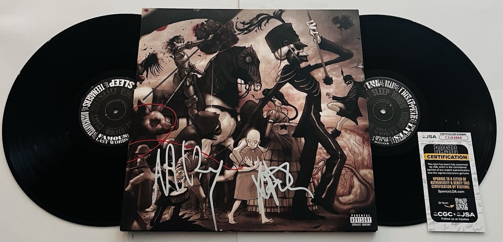 MY CHEMICAL ROMANCE SIGNED THE BLACK PARADE VINYL RECORD ALBUM FRANK MIKEY JSA