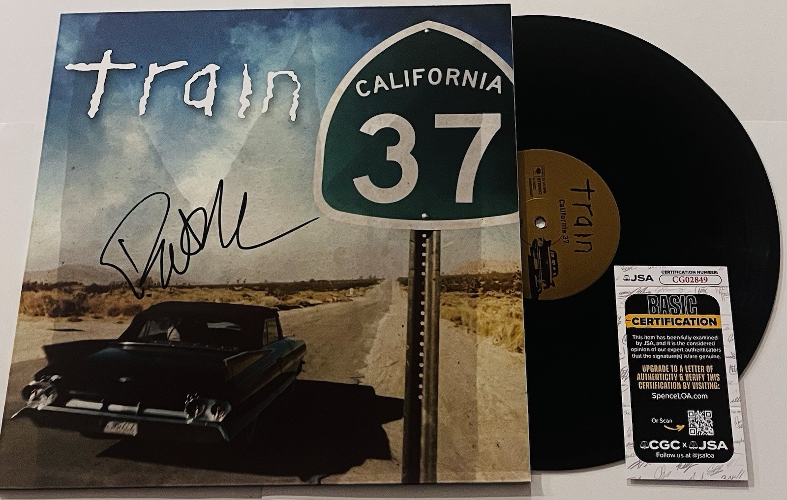 PAT MONAHAN TRAIN BAND SIGNED CALIFORNIA 37 LP VINYL RECORD ALBUM JSA COA