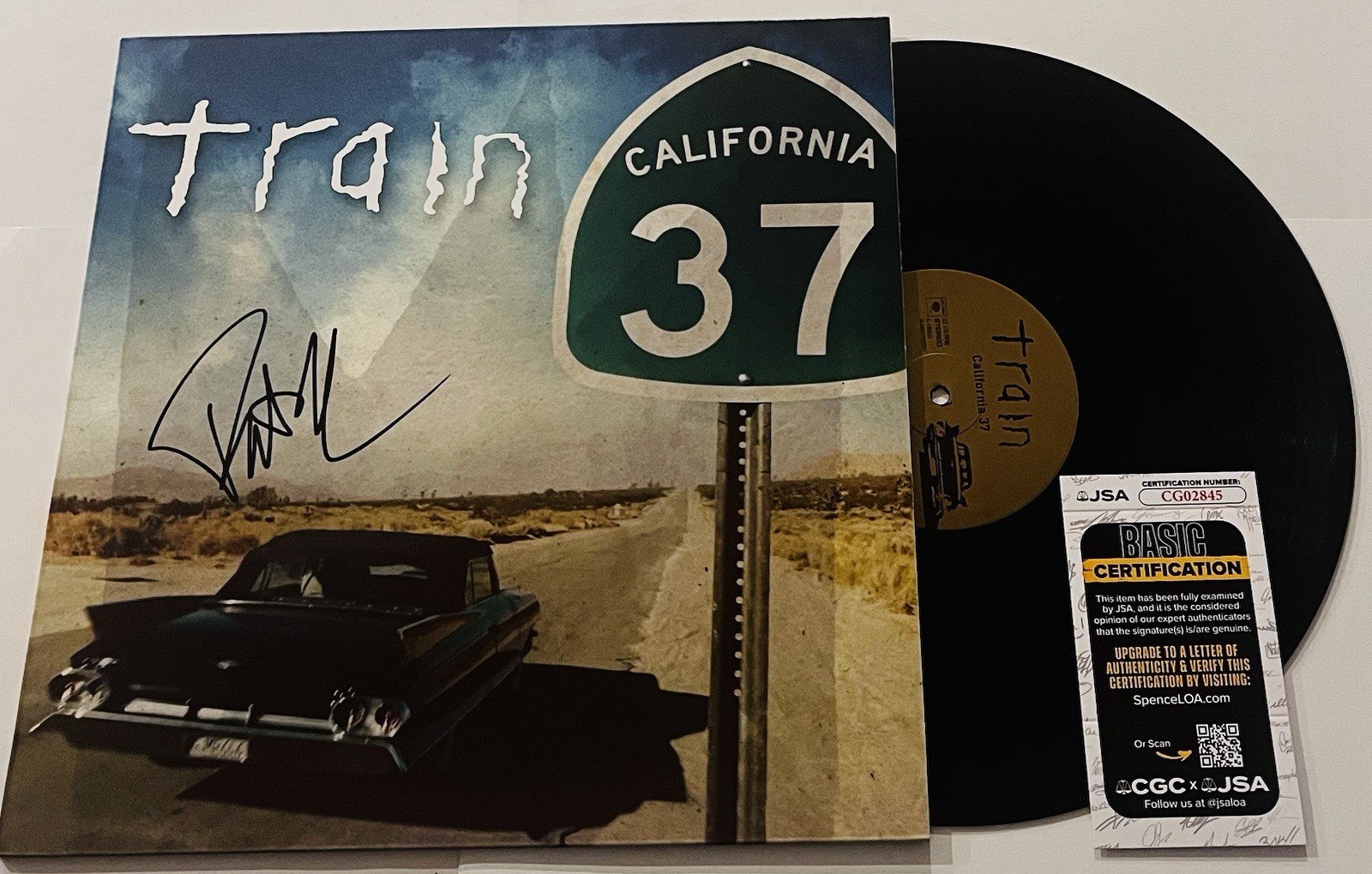 PAT MONAHAN TRAIN BAND SIGNED CALIFORNIA 37 LP VINYL RECORD ALBUM JSA COA