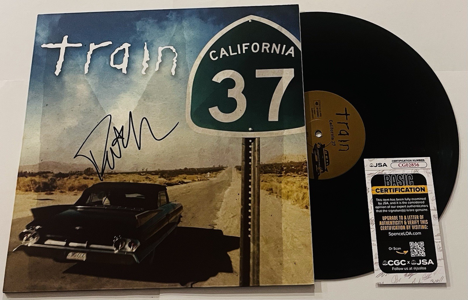 PAT MONAHAN TRAIN BAND SIGNED CALIFORNIA 37 LP VINYL RECORD ALBUM JSA COA