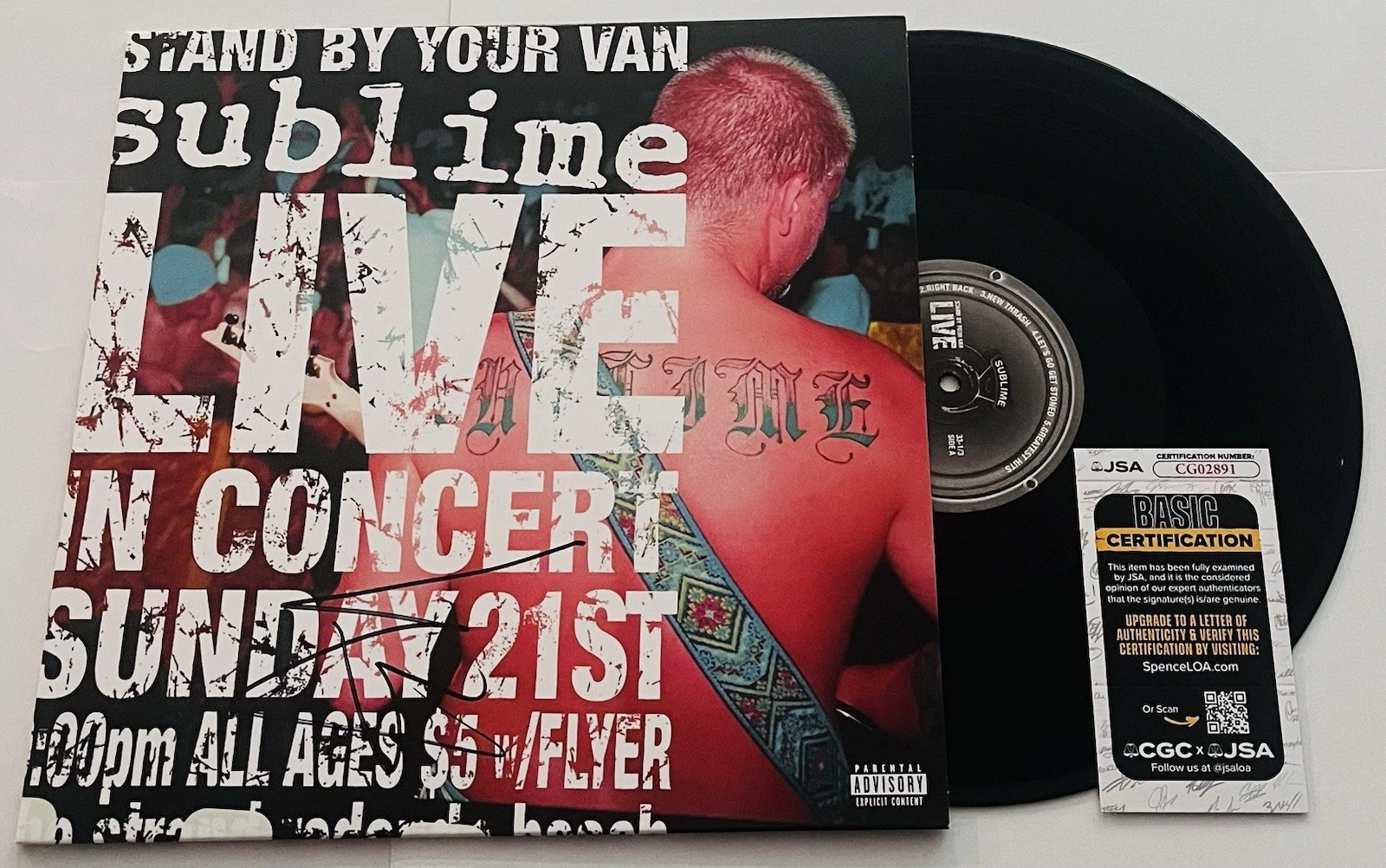 ERIC WILSON SIGNED SUBLIME STAND BY YOUR VAN LIVE LP VINYL RECORD ALBUM JSA COA