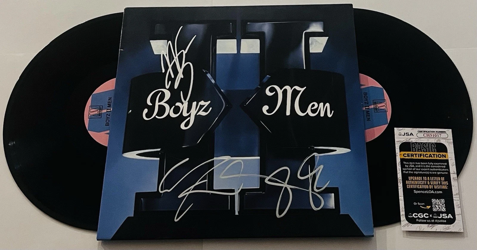 BOYZ II MEN SIGNED LP VINYL RECORD ALBUM NATHAN WANYA MORRIS SHAWN STOCKMAN JSA