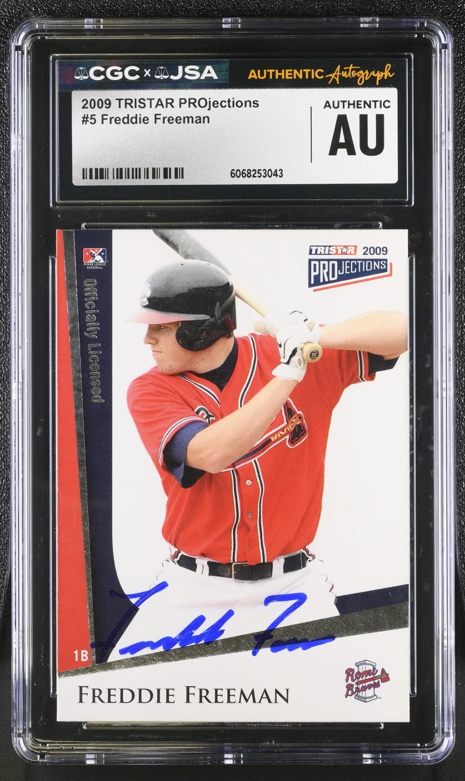 FREDDIE FREEMAN SIGNED 2009 TRISTAR PROJECTIONS ROOKIE CARD #5 CGC AU JSA AUTO