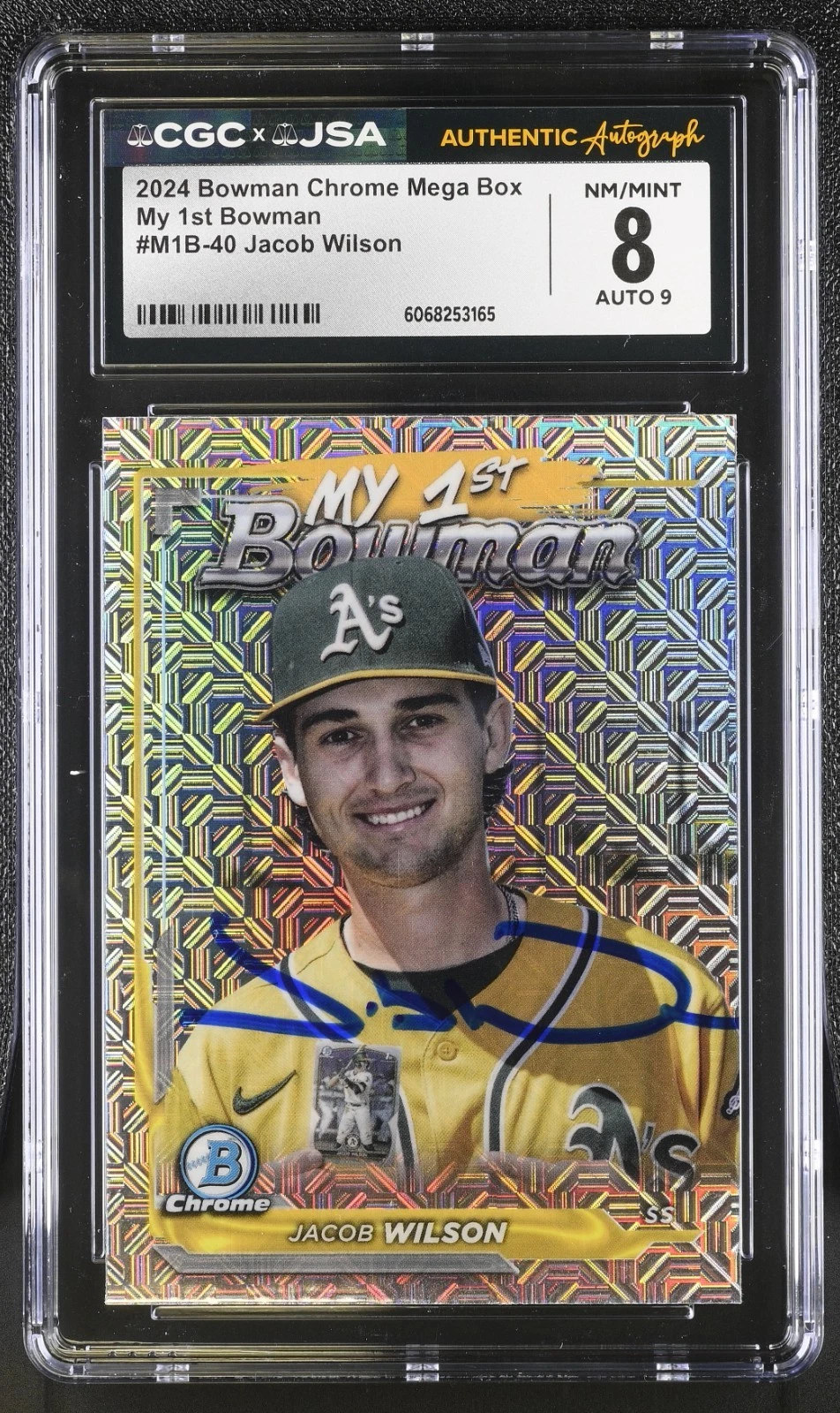 JACOB WILSON SIGNED 2024 BOWMAN CHROME MEGA ROOKIE CARD #M1B-40 CGC 8 JSA 9 AUTO