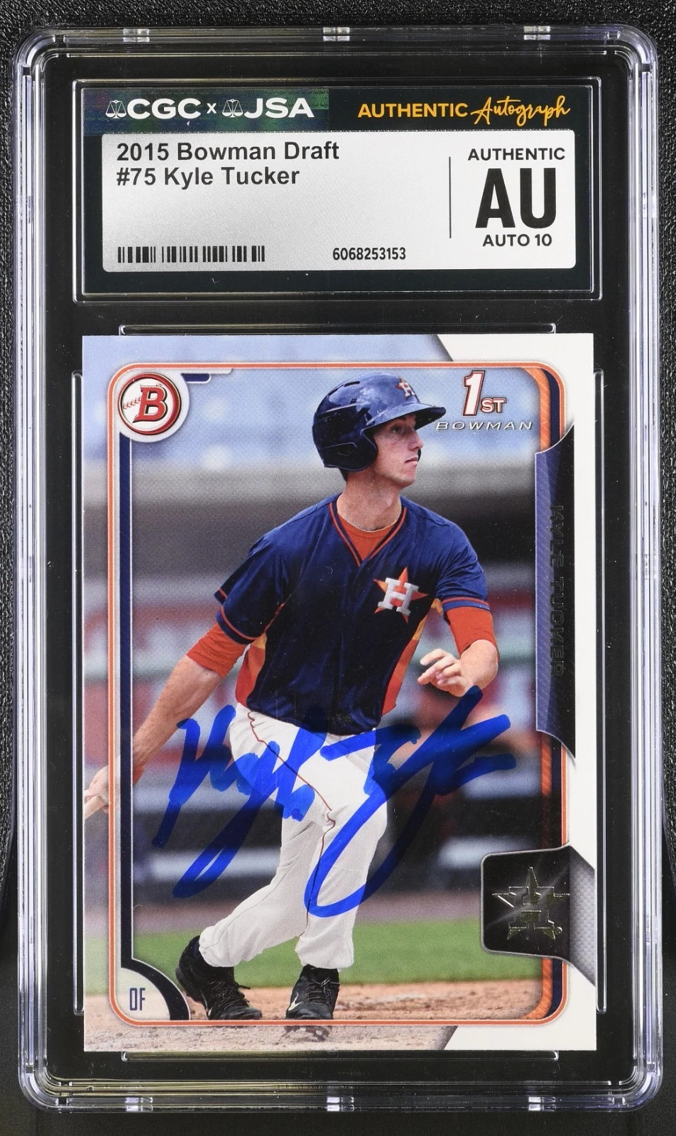 KYLE TUCKER SIGNED 2015 BOWMAN DRAFT ROOKIE CARD #75 CGC AU JSA 10 AUTO
