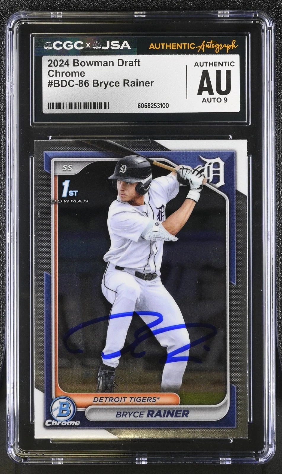 BRYCE RAINER SIGNED 2024 BOWMAN DRAFT CHROME CARD #BDC-86 CGC AU JSA 9 AUTO
