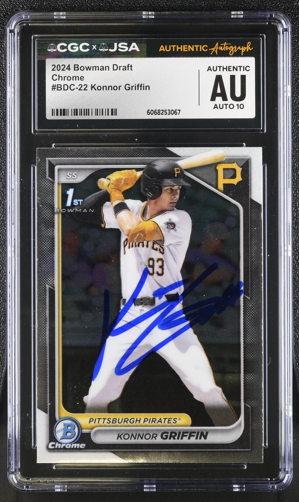KONNOR GRIFFIN SIGNED 2024 BOWMAN DRAFT CHROME CARD #BDC-22 CGC AU JSA 10 AUTO
