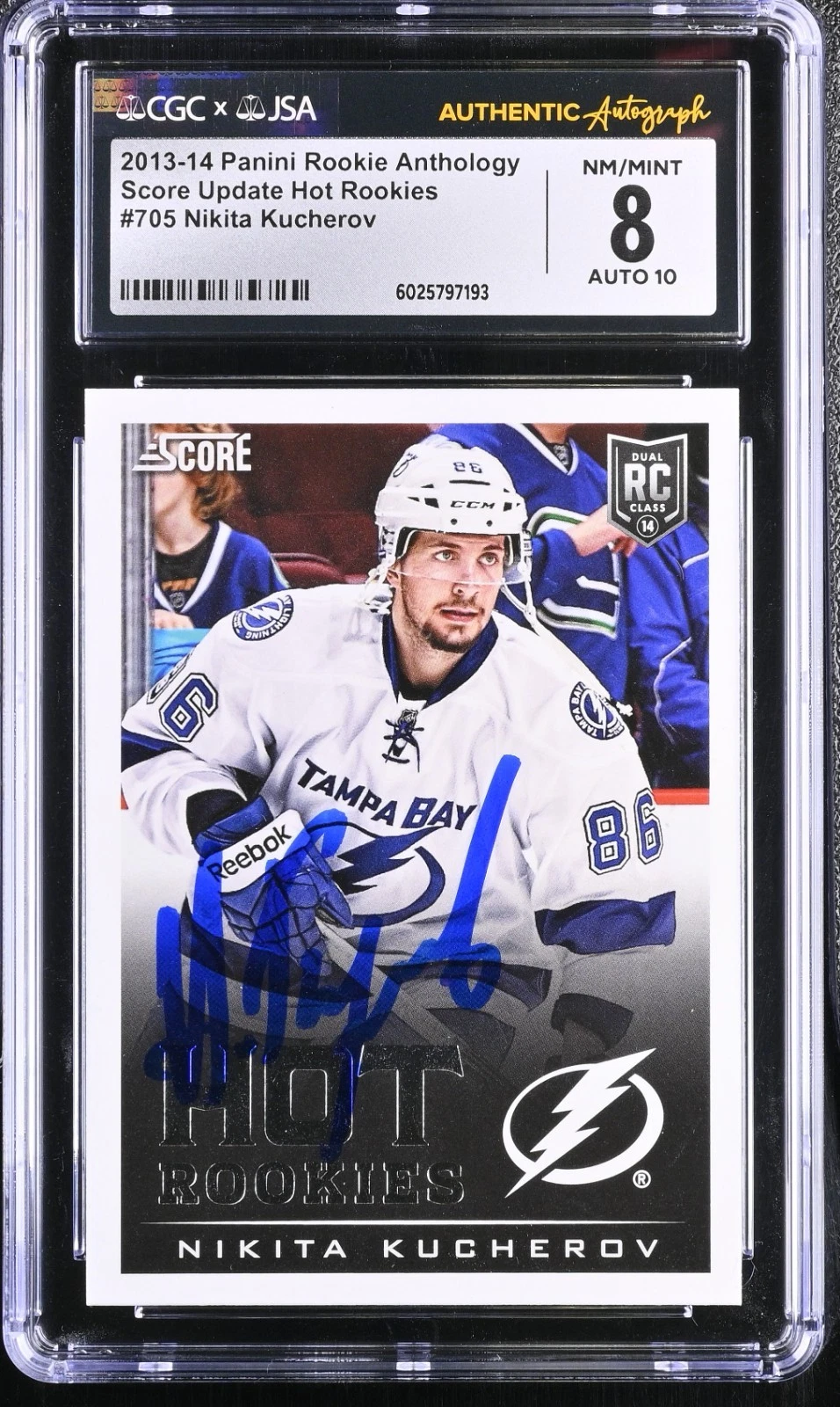 NIKITA KUCHEROV SIGNED 2013-14 PANINI SCORE ROOKIE CARD #705 CGC 8 JSA 10 AUTO