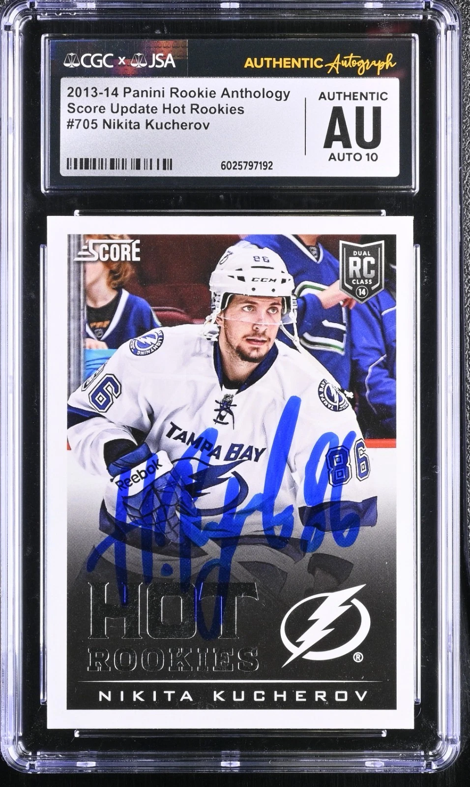 NIKITA KUCHEROV SIGNED 2013-14 PANINI SCORE ROOKIE CARD #705 CGC AU JSA 10 AUTO