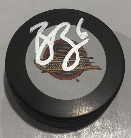BROCK BOESER SIGNED VANCOUVER CANUCKS HOCKEY PUCK W/ CASE COA