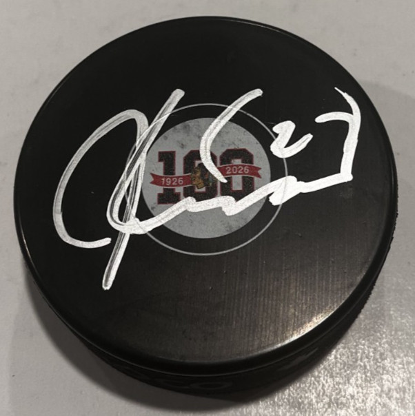 JEREMY ROENICK SIGNED CHICAGO BLACKHAWKS HOCKEY PUCK W/ CASE COA